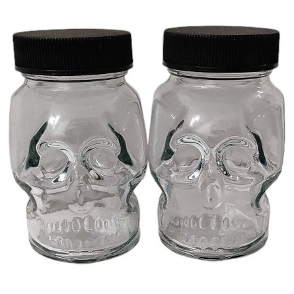5 Skull Jars with Lids 4.5 oz Clear Glass - Picture 3 of 7